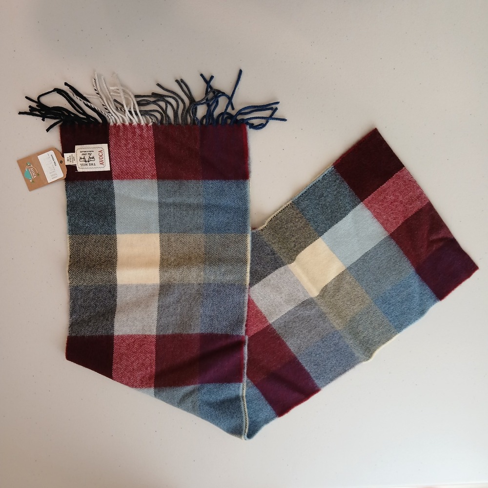 NWT Avoca The Mill Scarf Unisex Merino Wool Plaid Multicolor Made in Ireland Wra